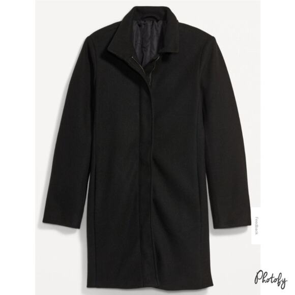 Old navy black soft brushed funnel neck coat - Picture 6 of 11